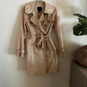 J.Crew Collection Womens 100% Silk Double Breasted Trench Coat Champagne Beige 6